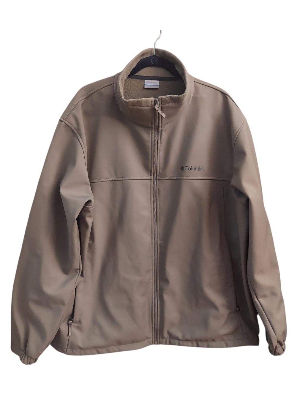 Columbia Tan Softshell Jacket Mens 2X Fleece Lined Full Zip Coat